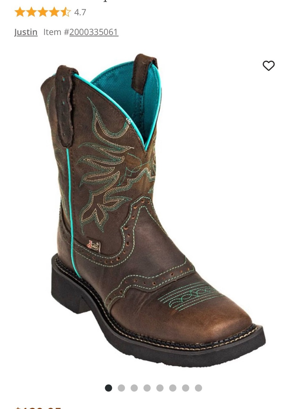 Justin Boots Brown and Teal Women's Western Work Boot